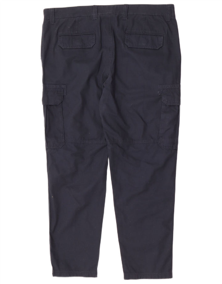 Marks & Spencer Mens Straight Cargo Trousers W38 L29 Navy Blue Cotton