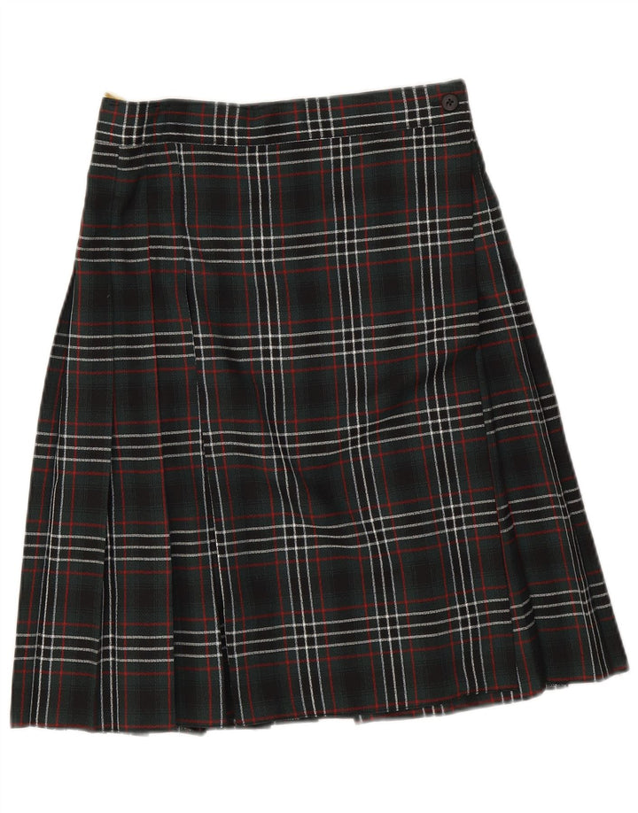 C&A Womens Wrap Skirt UK 10 Small W26  Green Plaid Polyester