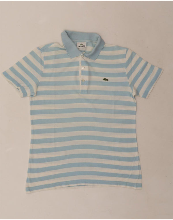 Lacoste Mens Polo Shirt Size 3 Small Blue Striped Cotton
