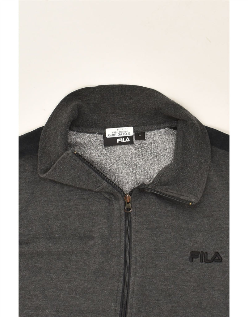 FILA Mens Tracksuit Top Jacket Large Grey Colourblock Cotton | Vintage Fila | Thrift | Second-Hand Fila | Used Clothing | Messina Hembry 