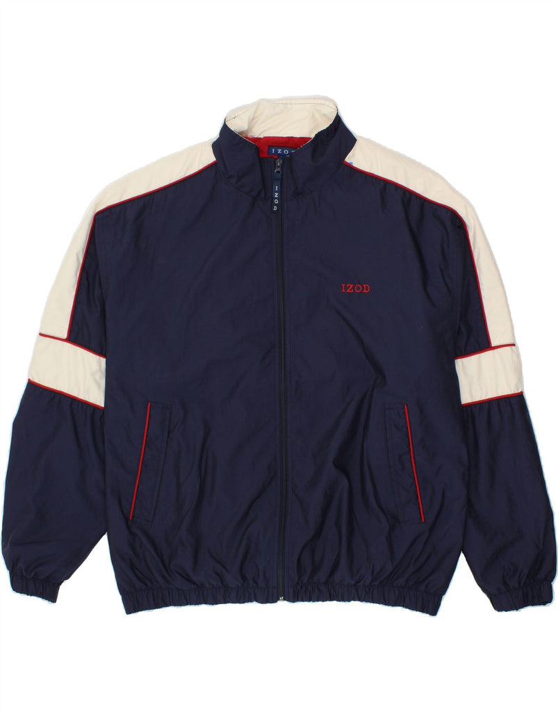 IZOD Mens Tracksuit Top Jacket XL Navy Blue Colourblock Polyester Vintage Izod and Second-Hand Izod from Messina Hembry 
