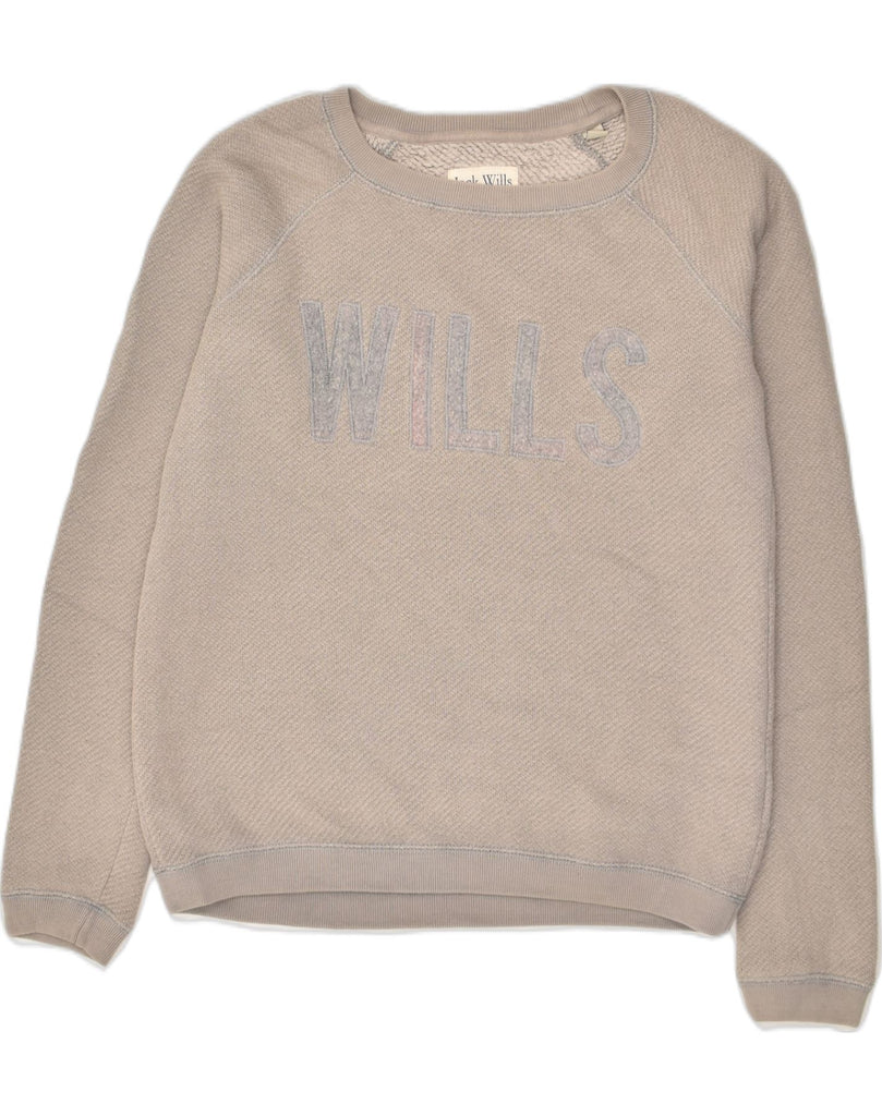 JACK WILLS Womens Oversized Graphic Sweatshirt Jumper UK 8 Small Grey | Vintage Jack Wills | Thrift | Second-Hand Jack Wills | Used Clothing | Messina Hembry 