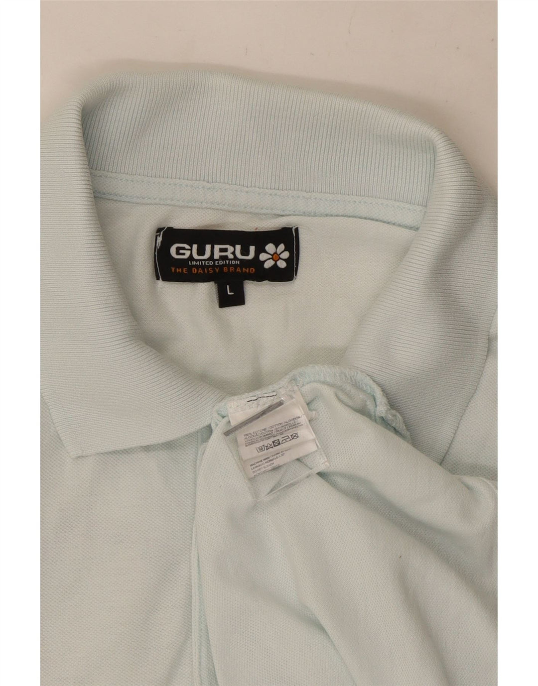 Guru Mens Graphic Polo Shirt Large Blue Floral Cotton