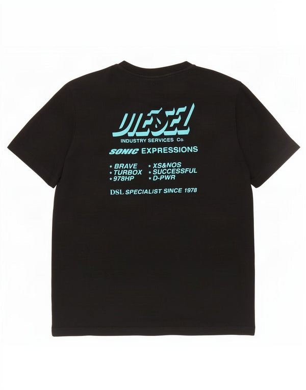 Diesel Mens Graphic T-Shirt Top Medium Black Cotton