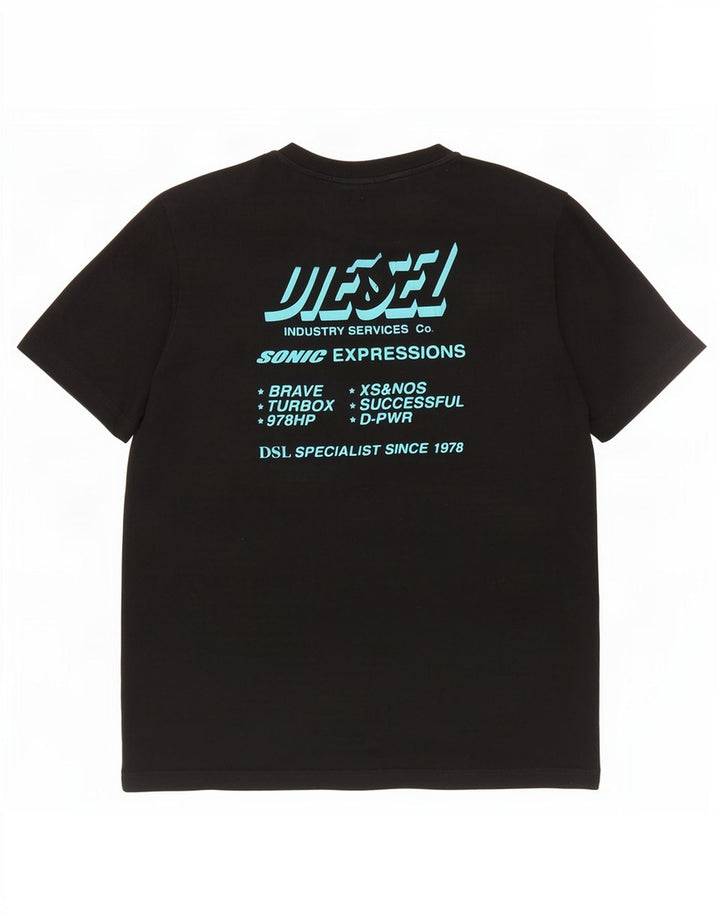 Diesel Mens Graphic T-Shirt Top Medium Black Cotton