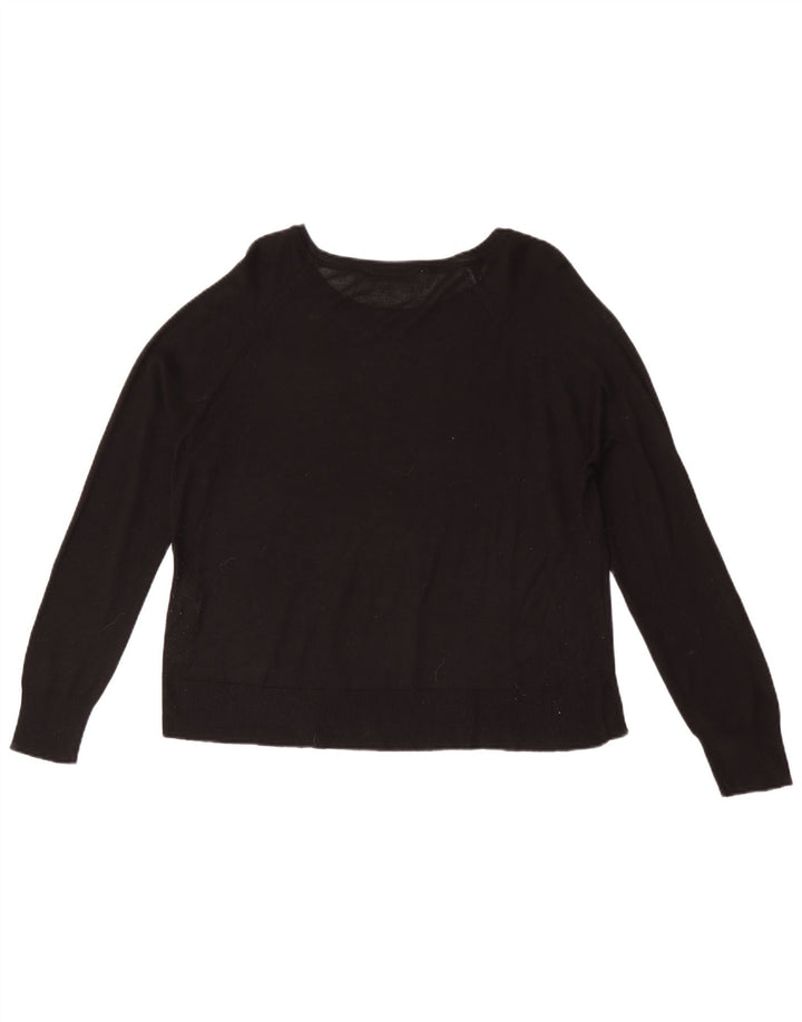 Zara Womens Boat Neck Jumper Sweater UK 14 Medium Black Viscose