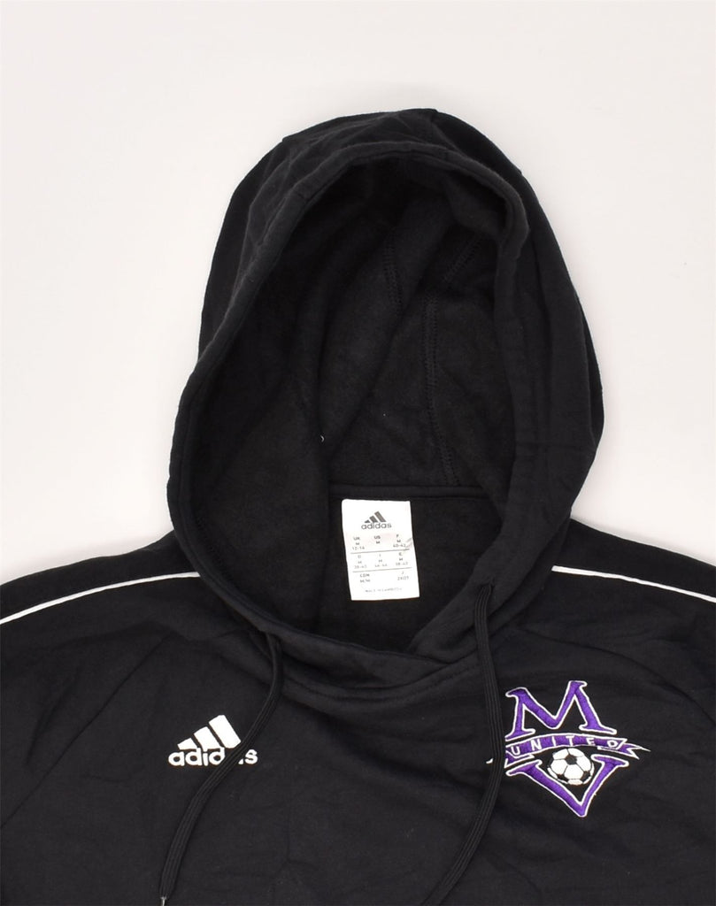 ADIDAS Womens Hoodie Jumper UK 12-14 Medium Black Cotton | Vintage Adidas | Thrift | Second-Hand Adidas | Used Clothing | Messina Hembry 