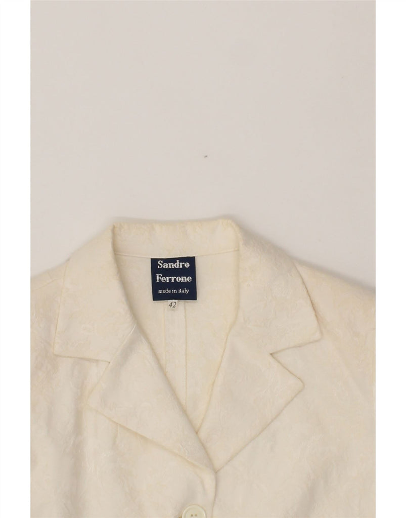 SANDRO FERRONE Womens Crop Blazer Jacket IT 42 Medium White Floral Vintage Sandro Ferrone and Second-Hand Sandro Ferrone from Messina Hembry 