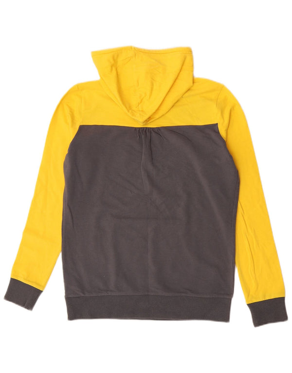 Nike Womens Graphic Hoodie Jumper UK 12 Medium Yellow Colourblock Cotton