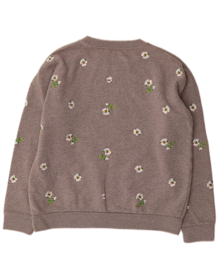 JACK WILLS Womens Oversized Sweatshirt Jumper UK 8 Small Grey Floral