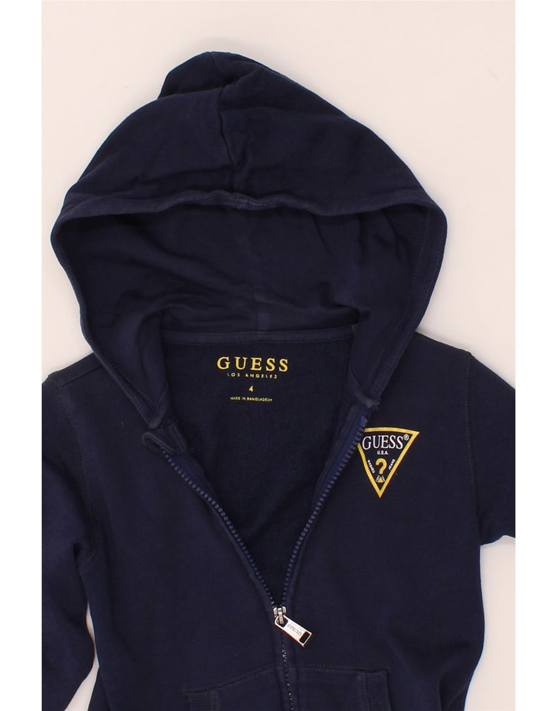 GUESS Boys Zip Hoodie Sweater 3-4 Years Navy Blue Cotton Vintage Guess and Second-Hand Guess from Messina Hembry 