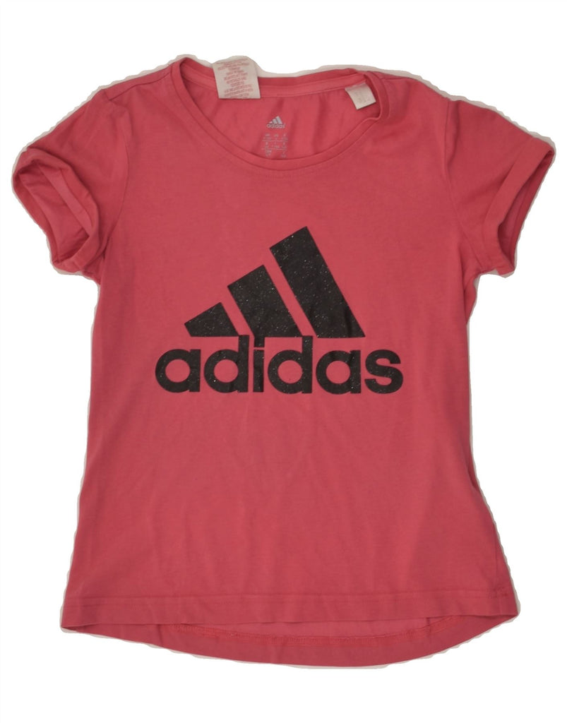 ADIDAS Girls Climalite Graphic T-Shirt Top 9-10 Years Pink Cotton | Vintage Adidas | Thrift | Second-Hand Adidas | Used Clothing | Messina Hembry 