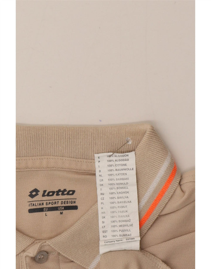 Lotto Mens Polo Shirt Large Beige Cotton