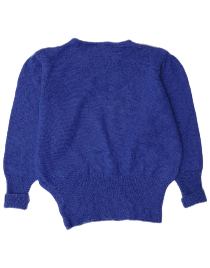 Dolomiten Womens Boat Neck Jumper Sweater IT 42 Medium Blue Check Mohair