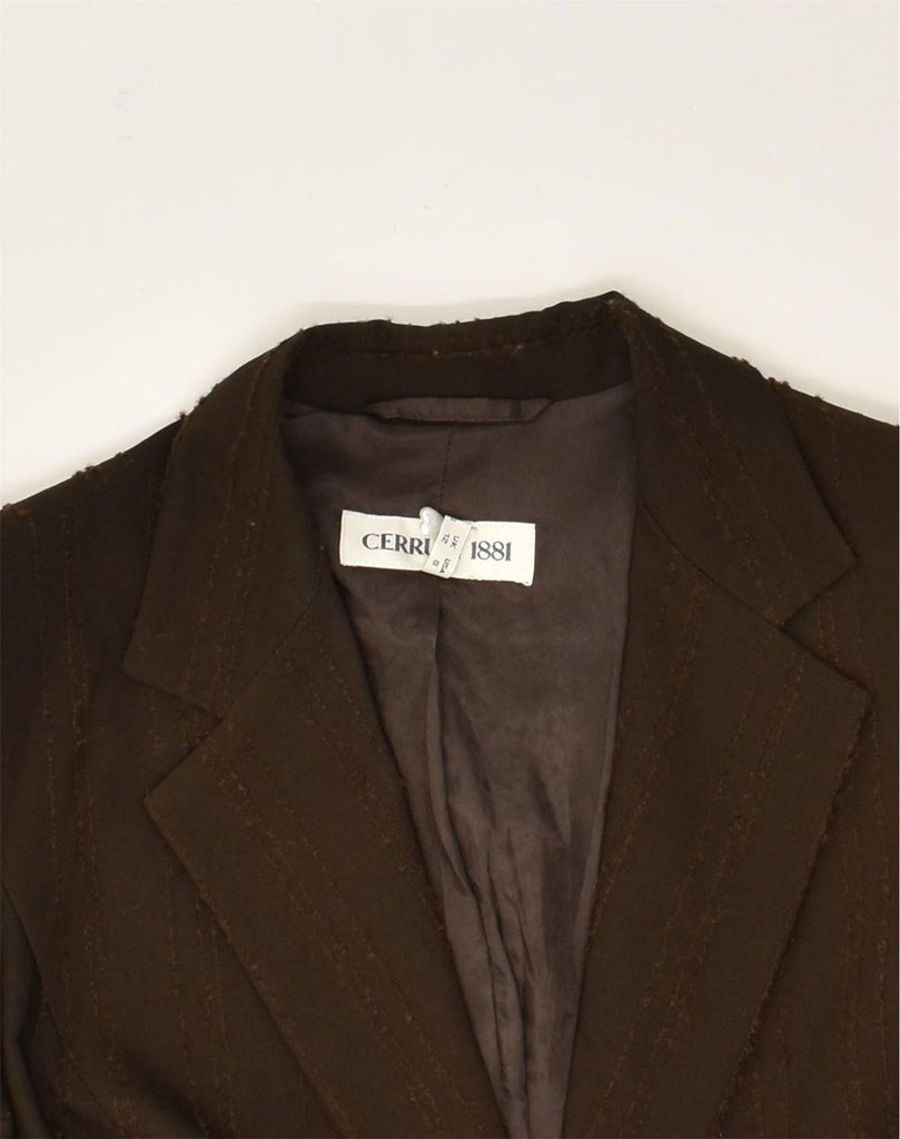 CERRUTI Womens 1 Button Blazer Jacket UK 12 Medium  Brown Pinstripe | Vintage Cerruti | Thrift | Second-Hand Cerruti | Used Clothing | Messina Hembry 