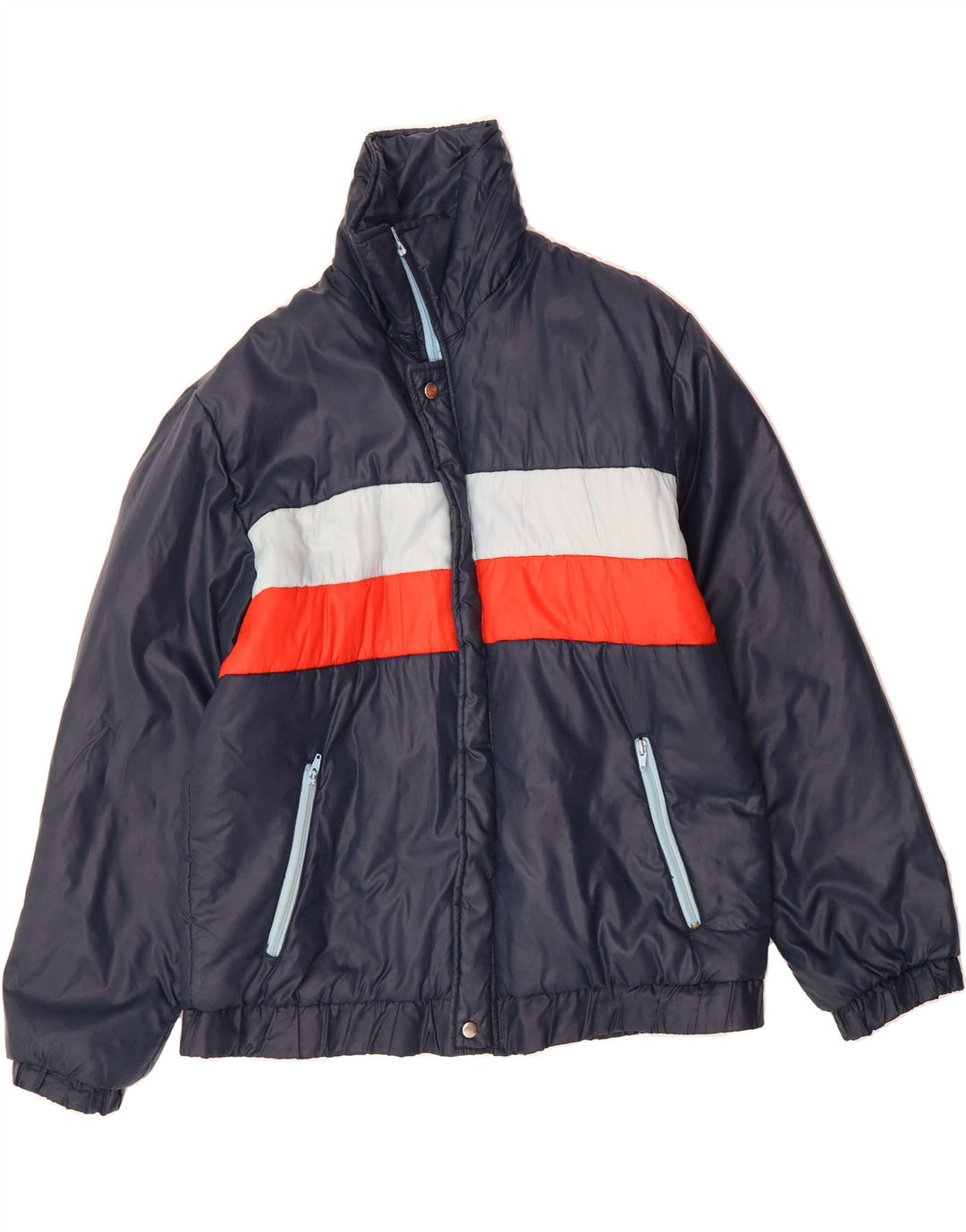 VINTAGE Mens Padded Jacket UK 40 Large Navy Blue Colourblock Polyamide Vintage Vintage and Second-Hand Vintage from Messina Hembry 