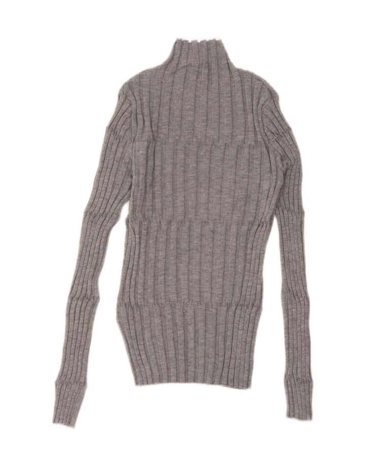 Zara Womens Turtle Neck Jumper Sweater UK 12 Medium Grey Polyester