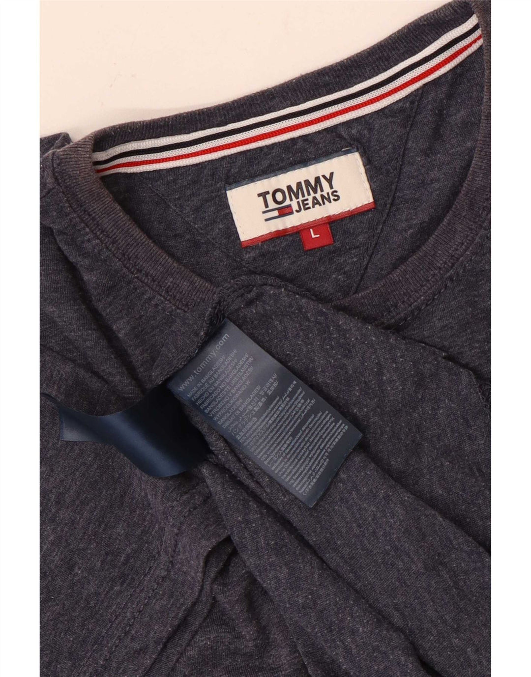 Tommy Hilfiger Mens T-Shirt Top Large Navy Blue Flecked Polyester