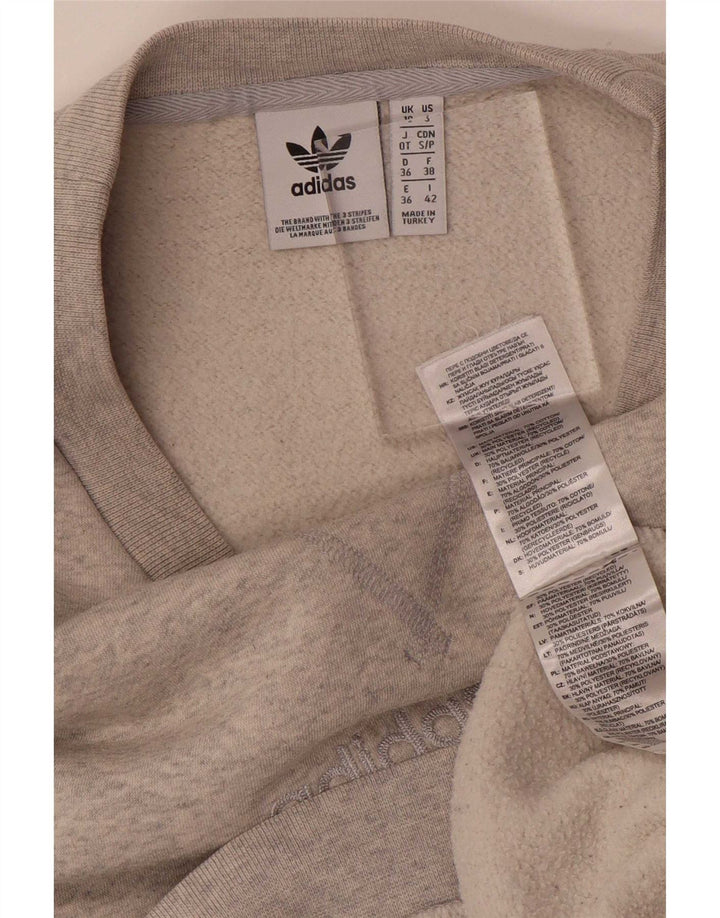 Adidas Womens Oversized Sweatshirt Jumper UK 10 Small Grey Cotton