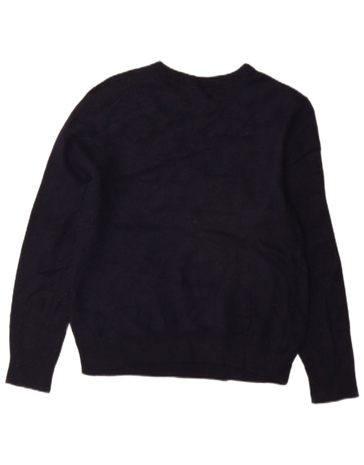 Gant Womens Crew Neck Jumper Sweater UK 14 Large Navy Blue Wool