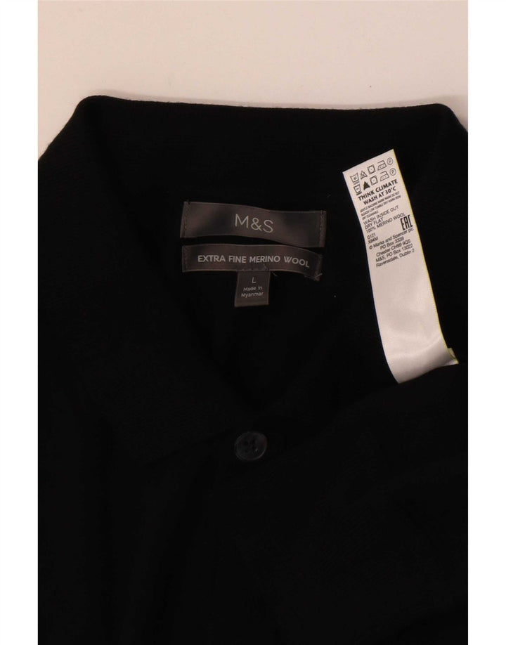 Marks & Spencer Mens Cardigan Sweater Large Black Merino Wool