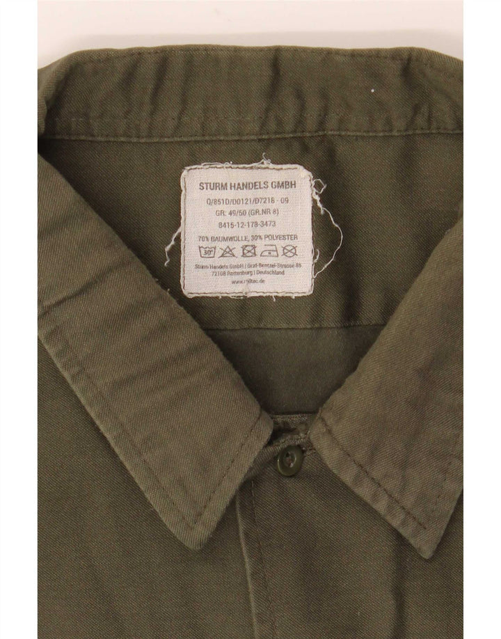 Vintage Mens Military Shirt 2XL Khaki Cotton