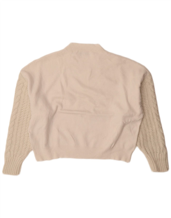 Zara Womens Oversized Turtle Neck Jumper Sweater UK 10 Small White Viscose