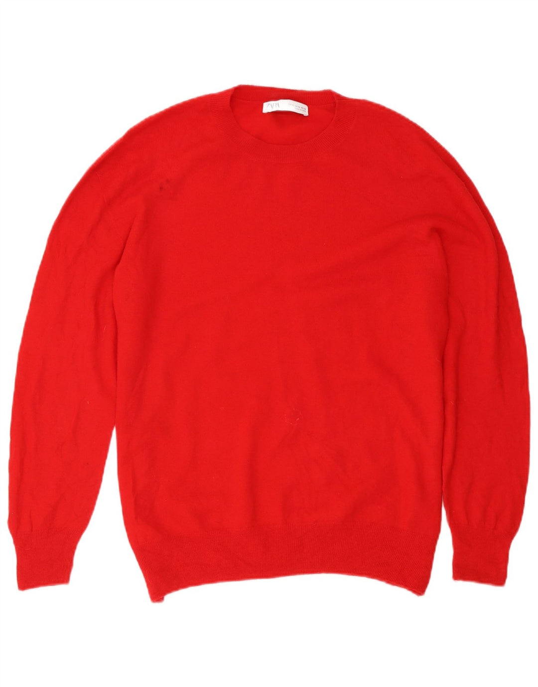 Zara Womens Crew Neck Jumper Sweater UK 18 XL Red Wool