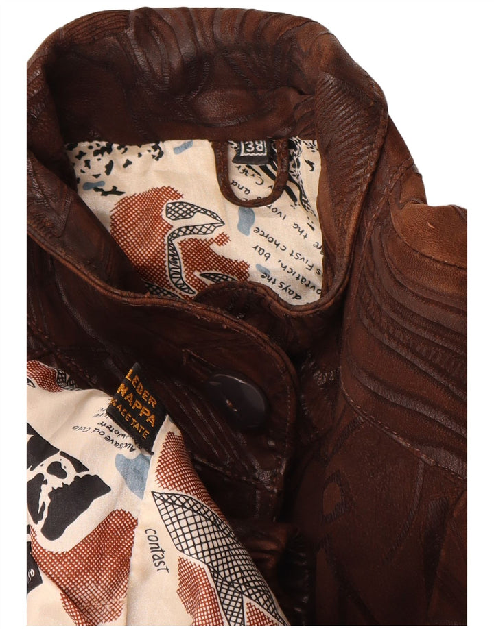 Vintage Womens Abstract Pattern Oversized Jacket EU 38 Medium Brown
