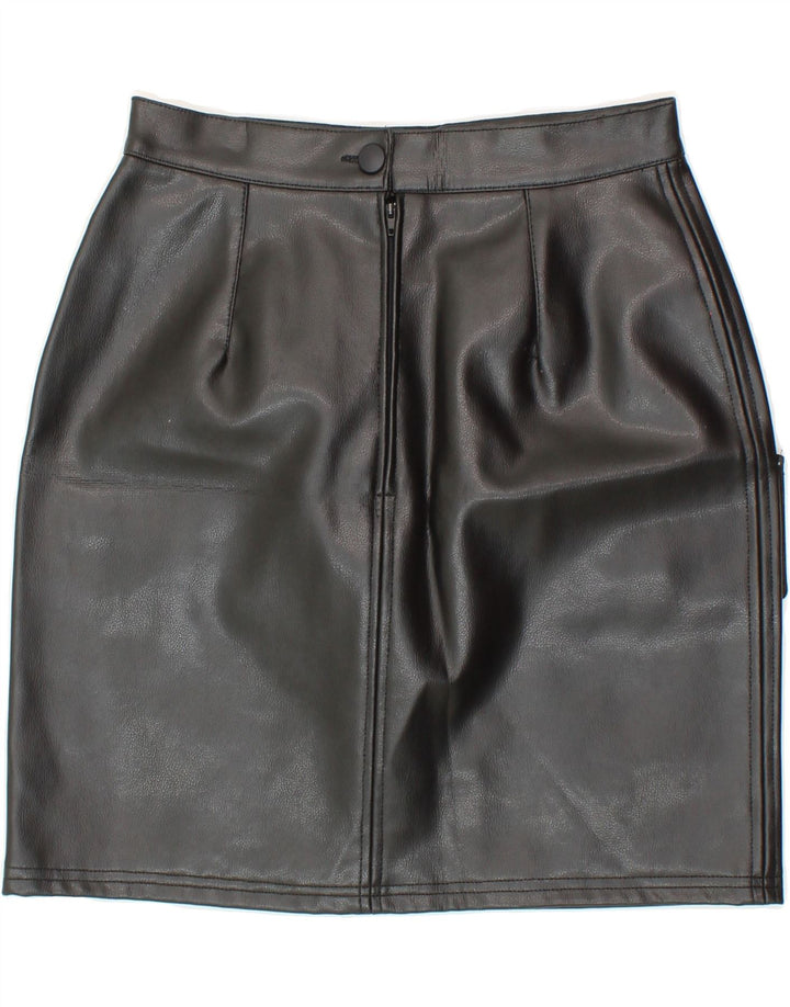 VINTAGE Womens Leather Skirt IT 44 Medium W28  Black Vintage Vintage and Second-Hand Vintage from Messina Hembry 