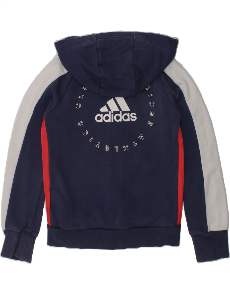 ADIDAS Boys Graphic Zip Hoodie Sweater 7-8 Years Navy Blue Cotton | Vintage Adidas | Thrift | Second-Hand Adidas | Used Clothing | Messina Hembry 