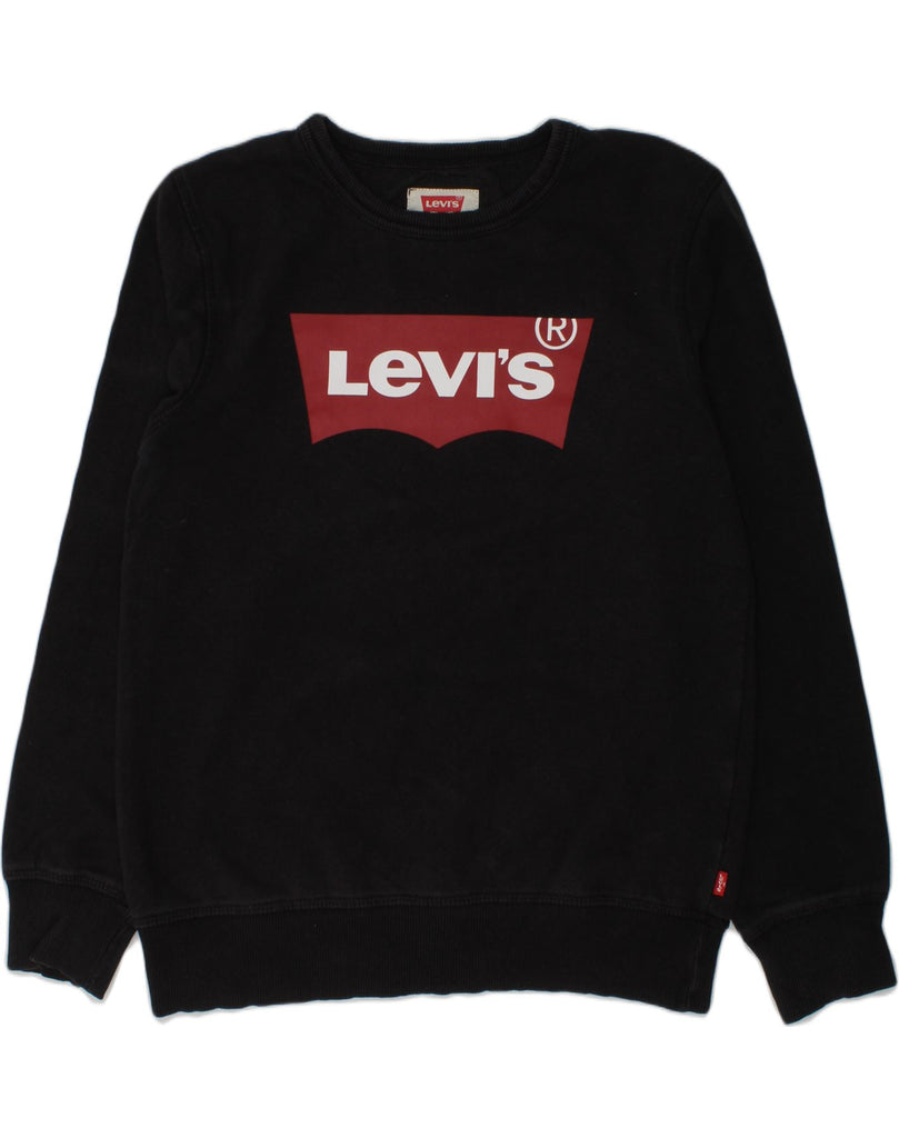 LEVI'S Boys Graphic Sweatshirt Jumper 13-14 Years Black Cotton | Vintage Levi's | Thrift | Second-Hand Levi's | Used Clothing | Messina Hembry 