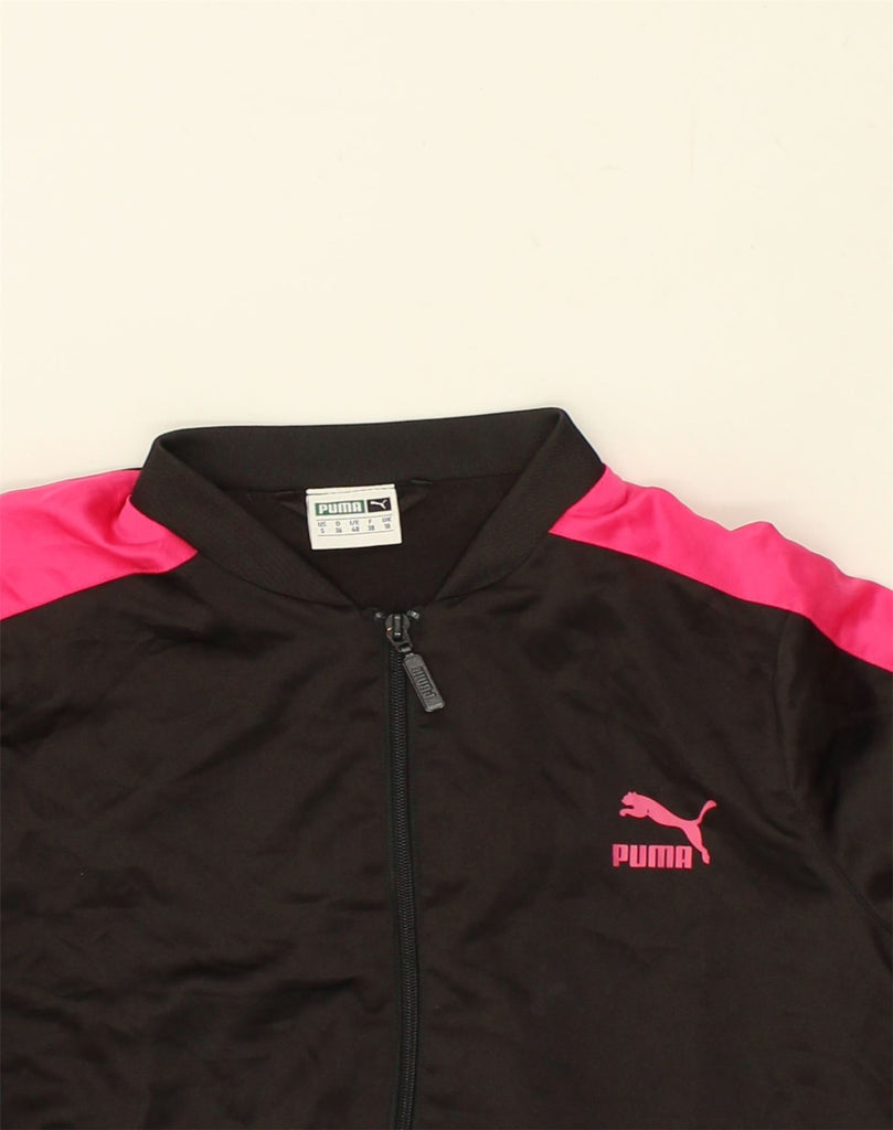 PUMA Womens Tracksuit Top Jacket UK 10 Small Black Polyester | Vintage Puma | Thrift | Second-Hand Puma | Used Clothing | Messina Hembry 