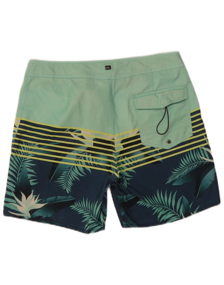 Quiksilver Mens Swimming Shorts Medium  Green Floral Polyester