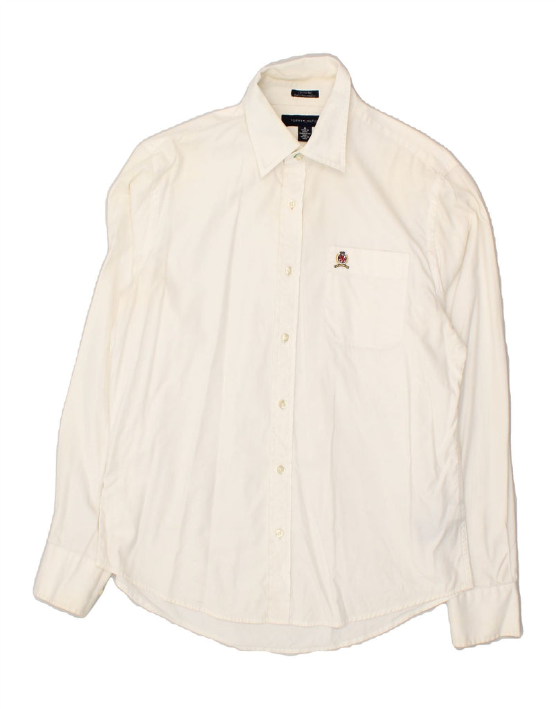 TOMMY HILFIGER Mens Shirt Medium Off White Cotton | Vintage Tommy Hilfiger | Thrift | Second-Hand Tommy Hilfiger | Used Clothing | Messina Hembry 