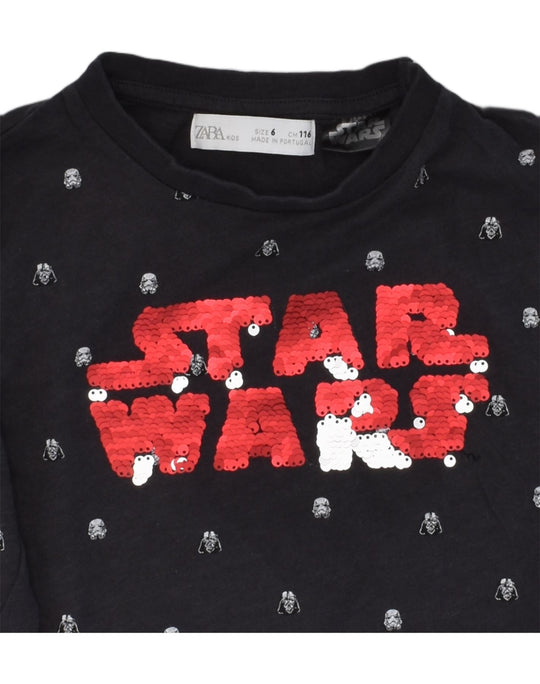 ZARA Maglietta per Ragazze Star Wars Grafica Manica Lunga 5 6 Anni Maculata Nera Abbigliamento vintage e di seconda mano online Messina Hembry