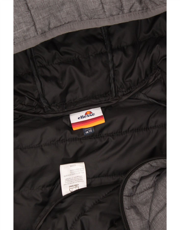 ELLESSE Womens Loose Fit Hooded Padded Jacket UK 10 Small  Grey Polyamide Vintage Ellesse and Second-Hand Ellesse from Messina Hembry 