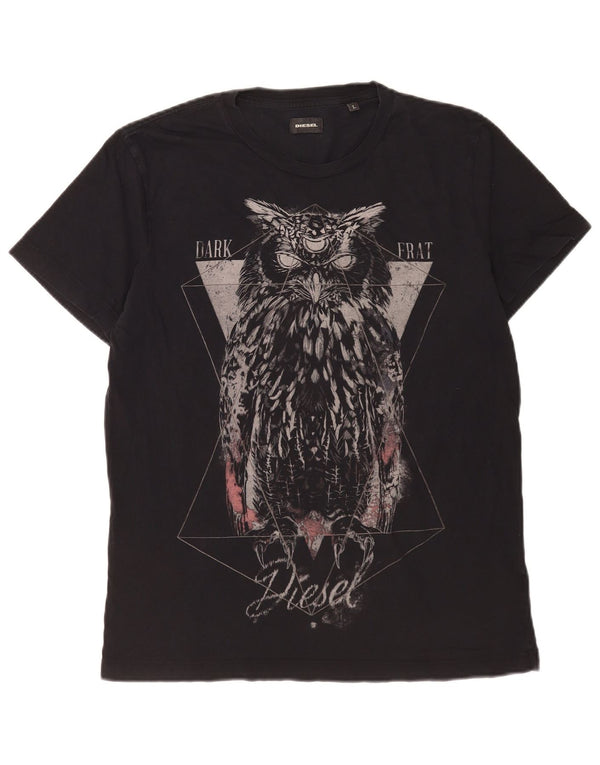 Diesel Mens Graphic T-Shirt Top Large Navy Blue