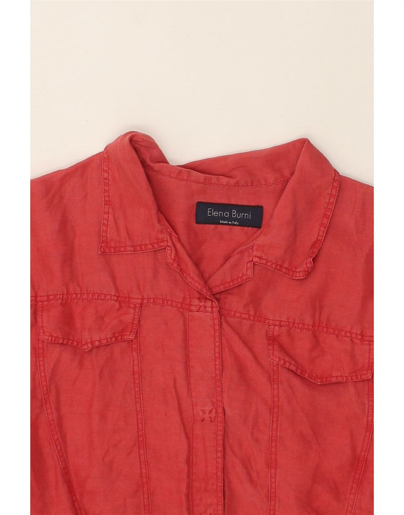 VINTAGE Womens Bomber Jacket IT 46 Large Red Linen | Vintage Vintage | Thrift | Second-Hand Vintage | Used Clothing | Messina Hembry 