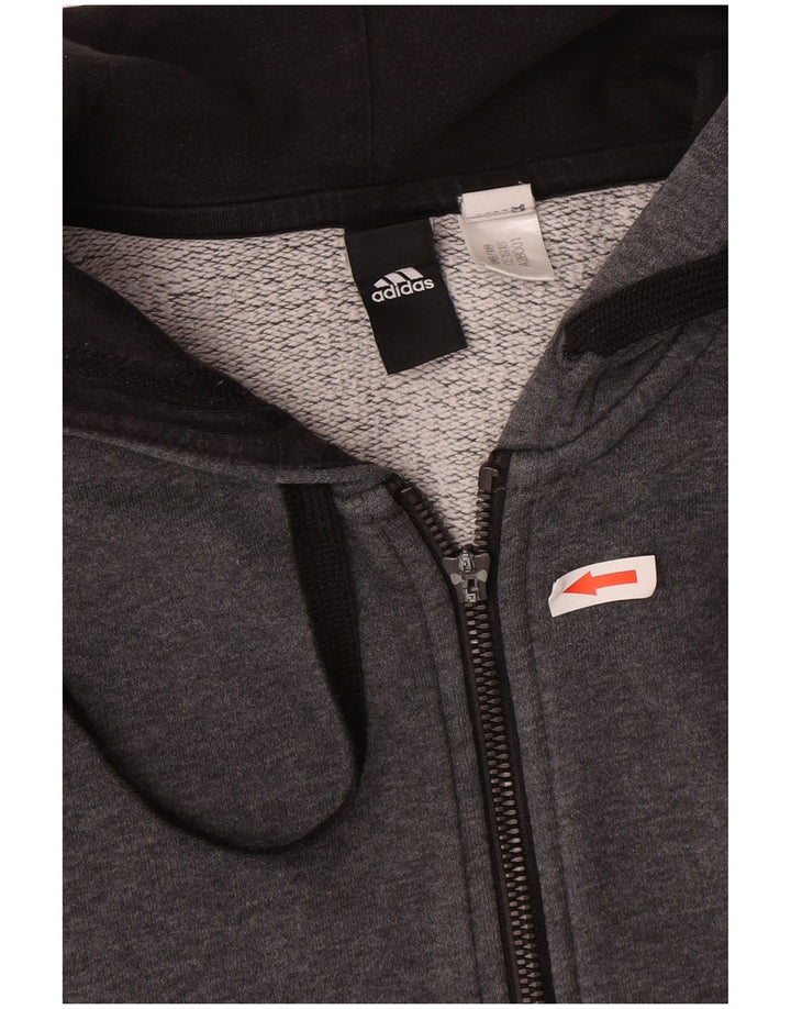 Adidas Mens Zip Hoodie Sweater Large Grey Cotton