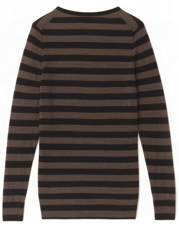 Hobbs Womens Cardigan Sweater UK 10 Small Grey Striped Wool