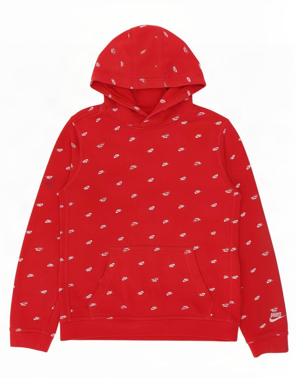 Nike Girls Graphic Hoodie Jumper 13-14 Years XL Red Cotton
