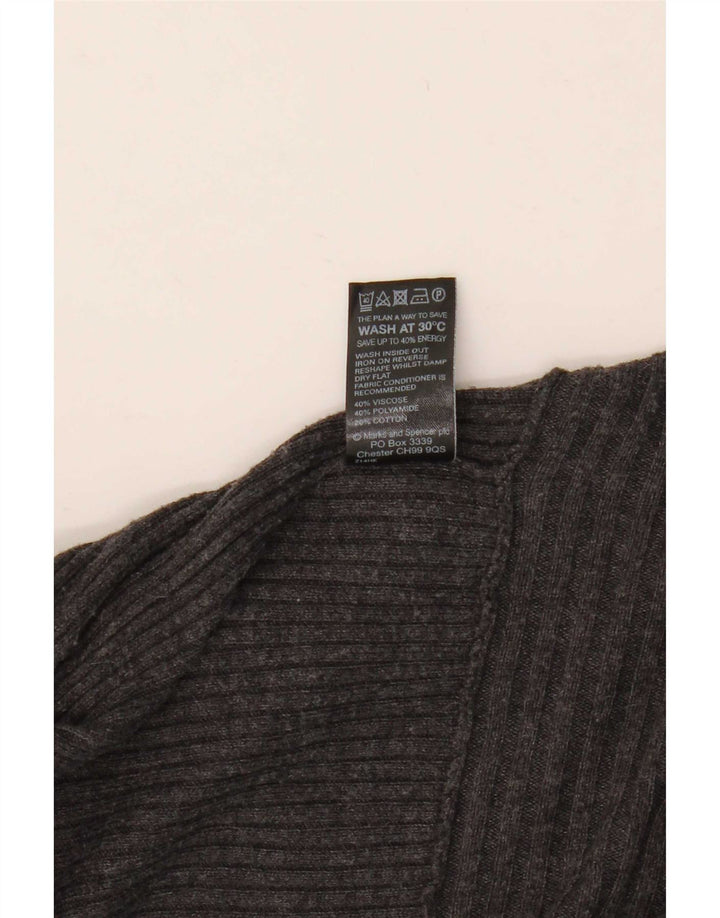 Marks & Spencer Womens Longline Open Cardigan Sweater UK 8 Small Grey
