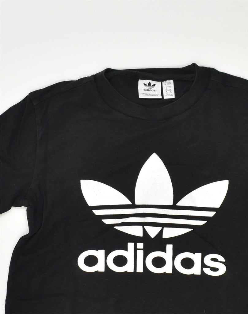 ADIDAS Womens Graphic T-Shirt Top UK 8 Small Black Cotton | Vintage Adidas | Thrift | Second-Hand Adidas | Used Clothing | Messina Hembry 