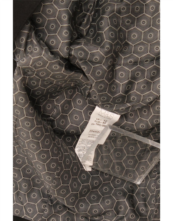 Marks & Spencer Womens Overcoat UK 12 Medium Black Polyester