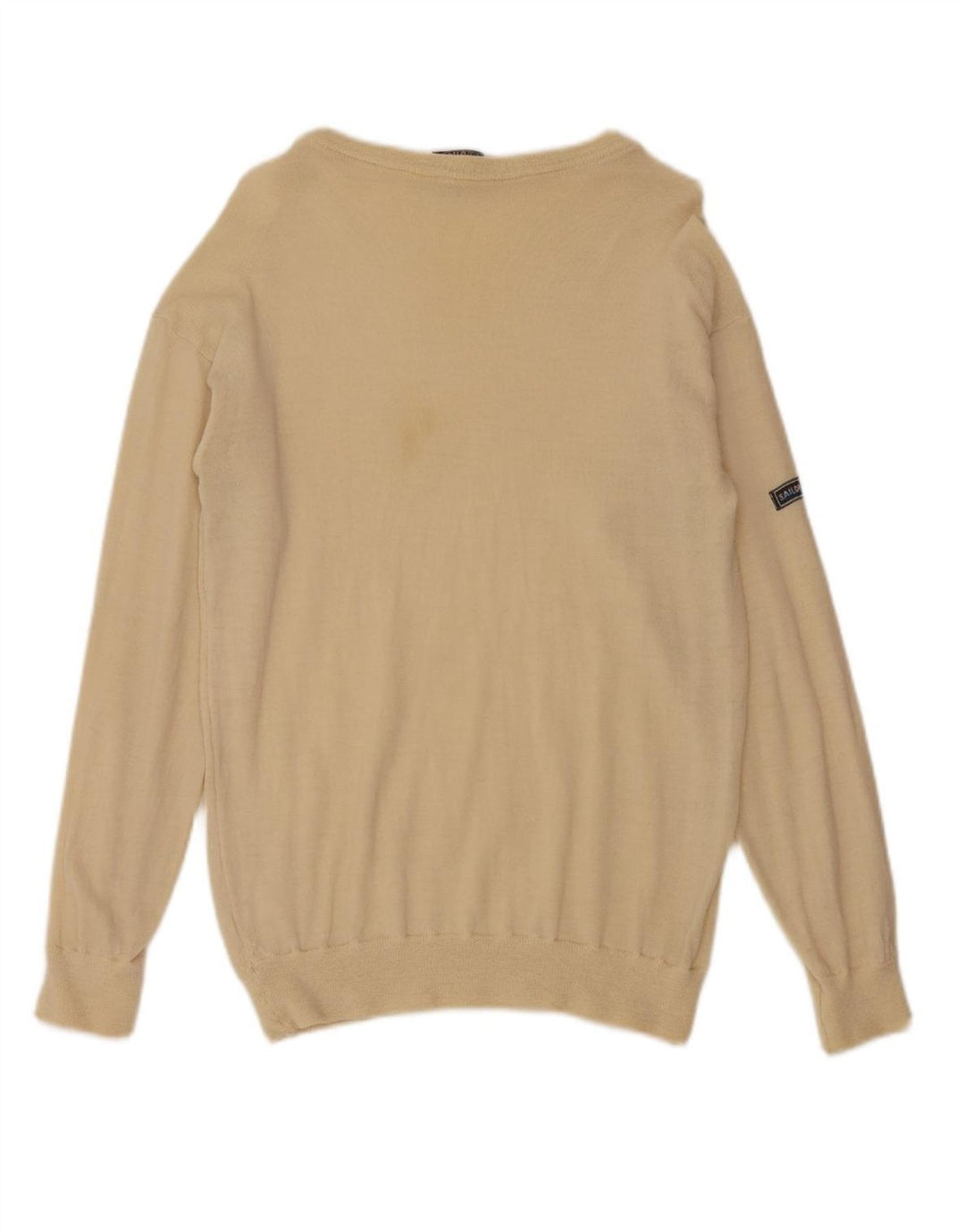 VINTAGE Mens Boat Neck Jumper Sweater XS Beige