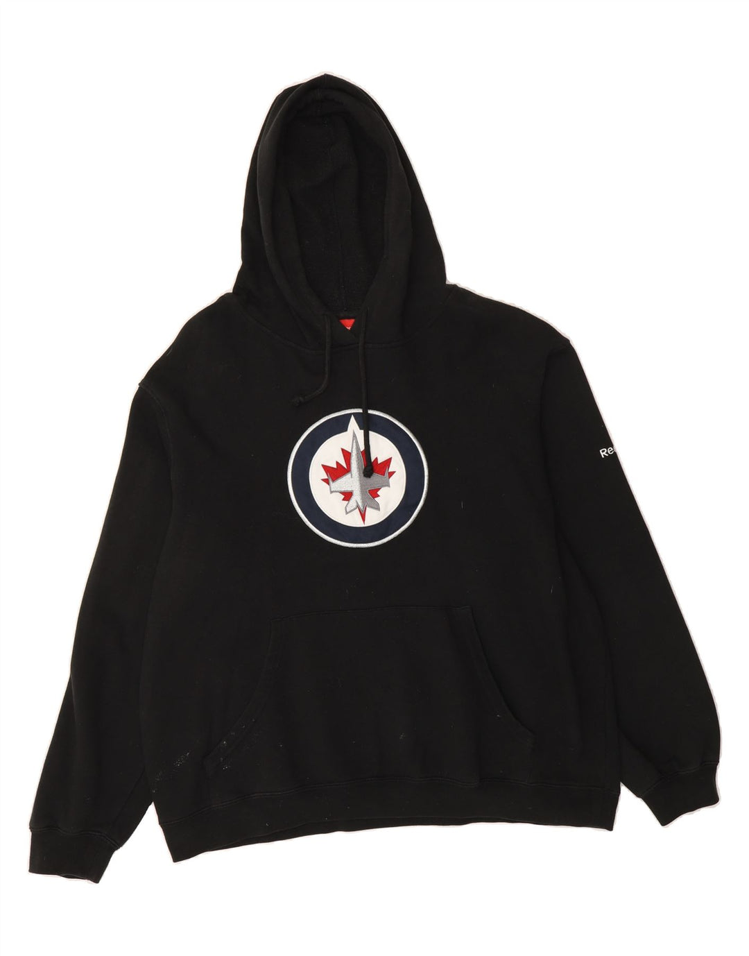 REEBOK Mens Graphic Hoodie Jumper Large Black Cotton Vintage Reebok and Second-Hand Reebok from Messina Hembry 