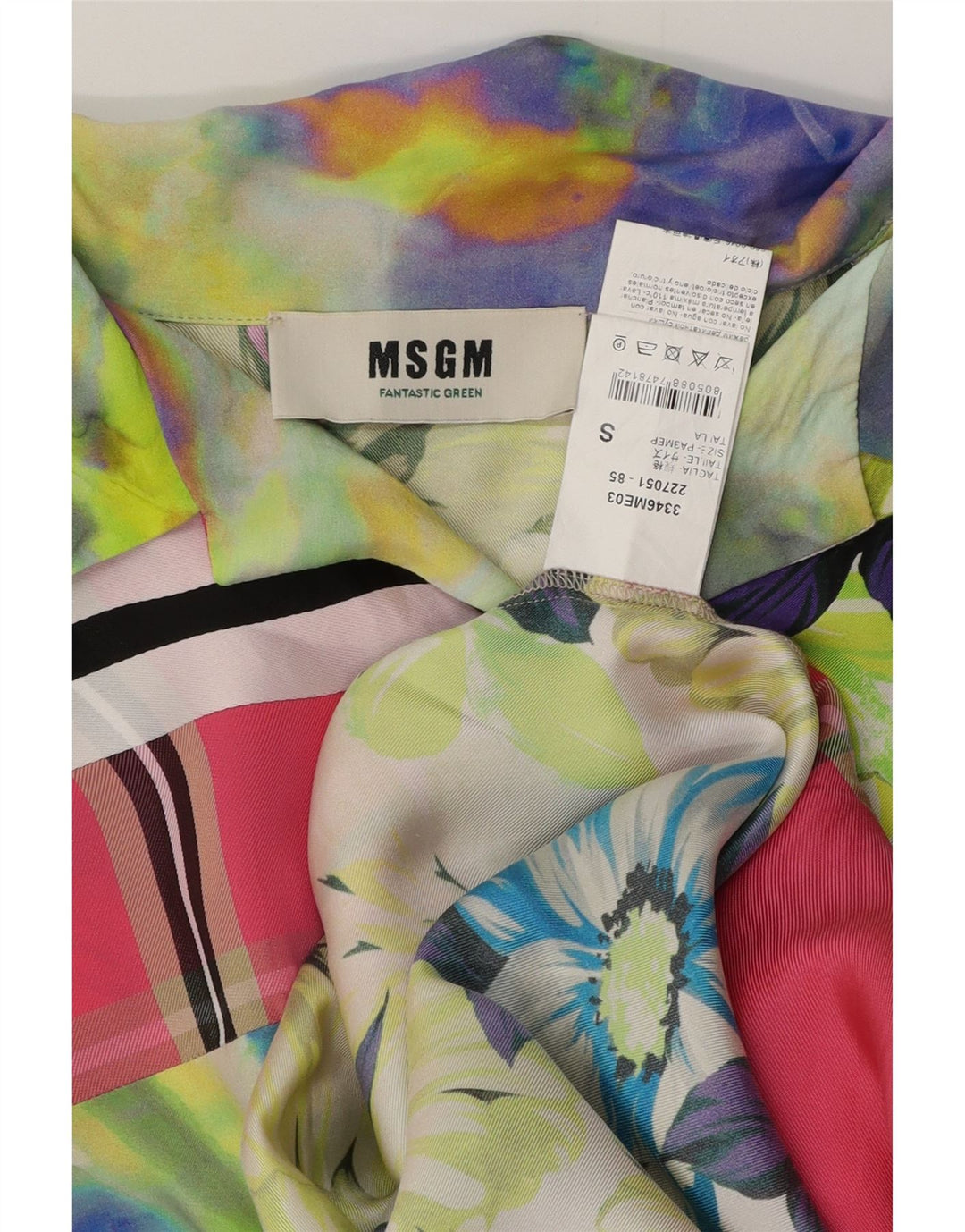 MSGM Mens Short Sleeve Loose Fit Shirt Small Multicoloured Floral Tropical