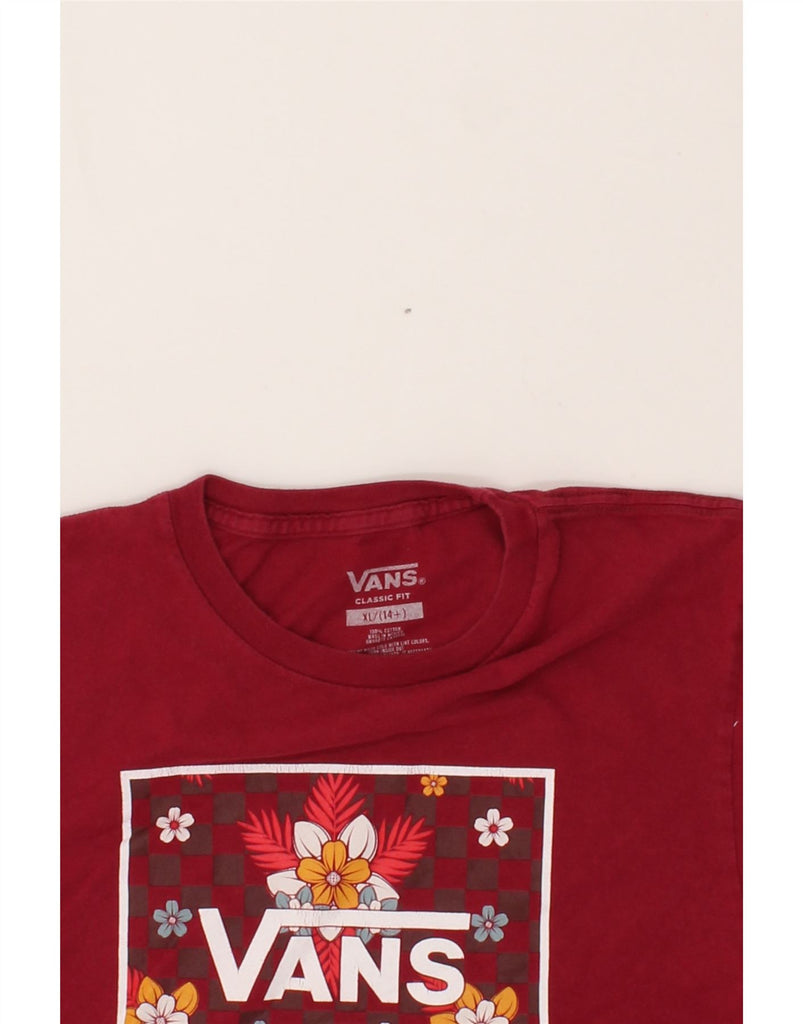 VANS Girls Classic Fit Graphic T-Shirt Top 13-14 Years XL Red Floral Vintage Vans and Second-Hand Vans from Messina Hembry 