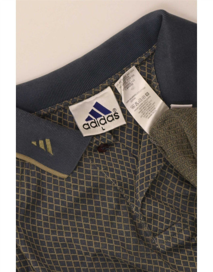 Adidas Mens Polo Shirt Large Grey Argyle/Diamond Cotton